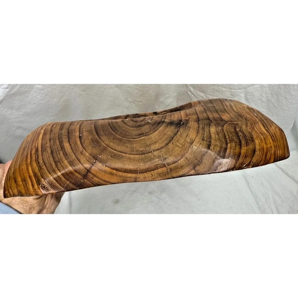 Burl Wood tree Root Bowl Tray Signed COA Free Form Live Edge Lg 10